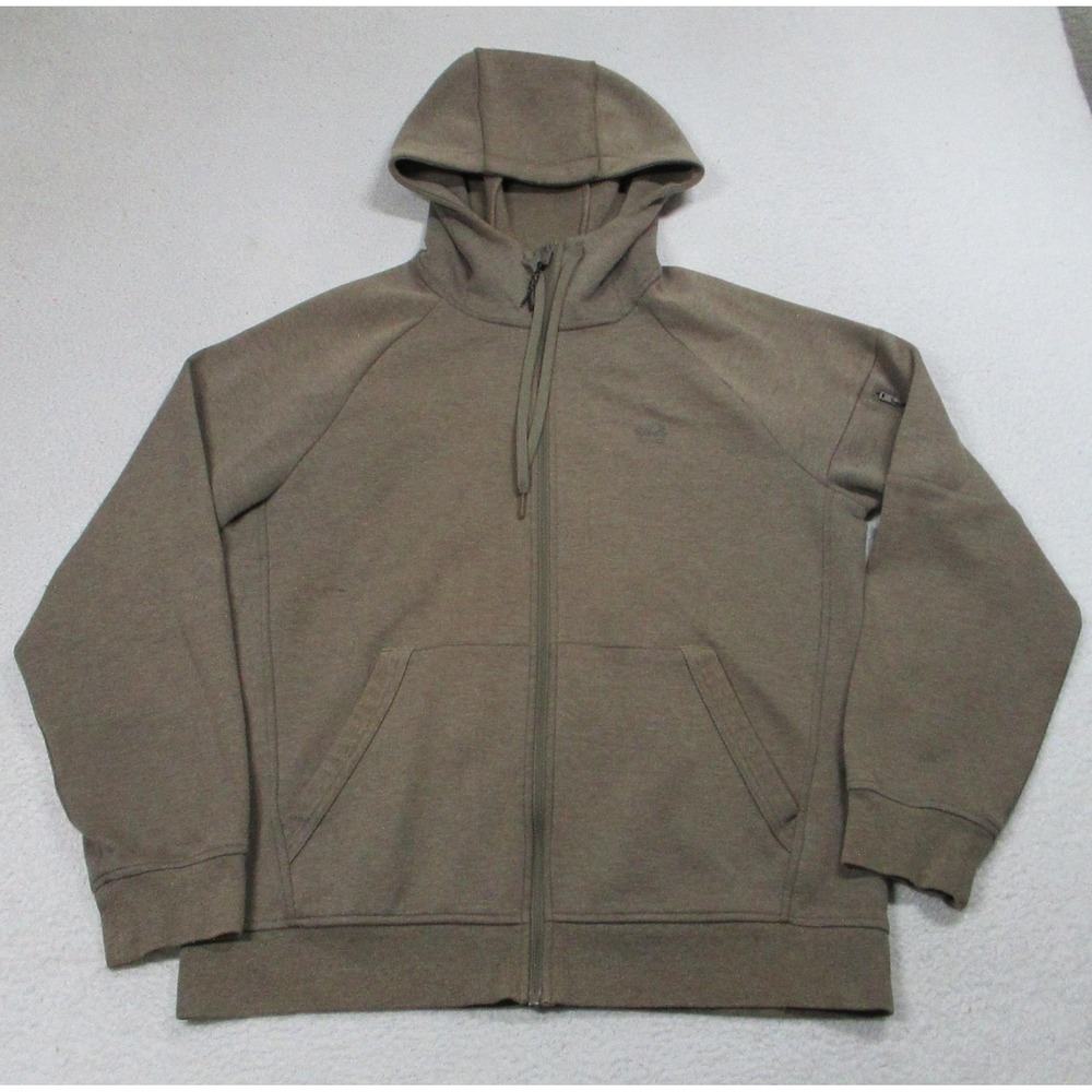 Roots Hoodie Mens Medium Brown‎ Full Zip Fleece Kangaroo Pockets Sleeve Zip